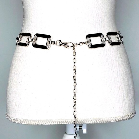 New Silver Rectangle Chain Link Dressy Accessory Belt - Picture 5 of 8